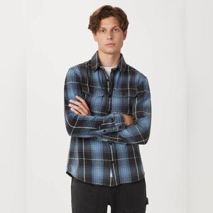 #184 FRANK AND OAK CHECK FLANNEL SHIRT SZ M P 19” L 28”